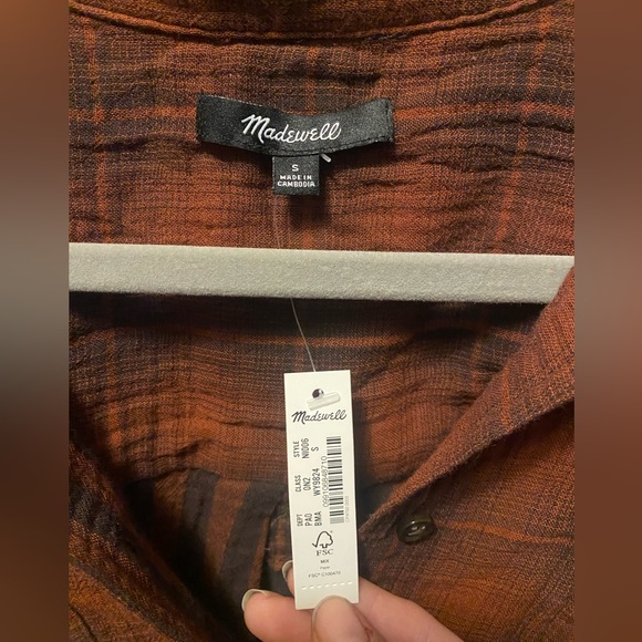New With Tags Madewell Flannel Shacket Button Down - Picture 3 of 5